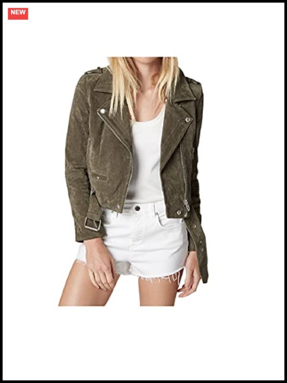Suede Leather Moto Jacket Cropped Biker